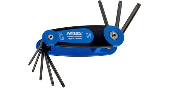 ATORN TX screwdriver, 8 pcs, TX9–TX40, in foldaway case