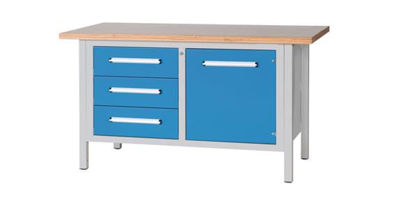 Cabinet workbench W1500XD750XH840mm mm 3 drawers 1 door RAL7035/5012