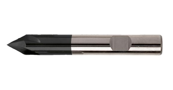 Deburr. tool 60° str. shank short 6 cut. edges ctr cutting SC K20/TiAlN microg. 10 mm