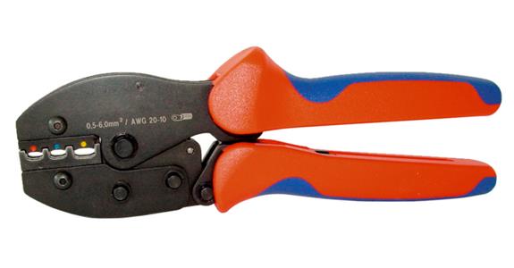 Lvr-act. crimp. pliers 3 cr. points for ins. cable lugs+plug-in conn. 0.5-6 mm2