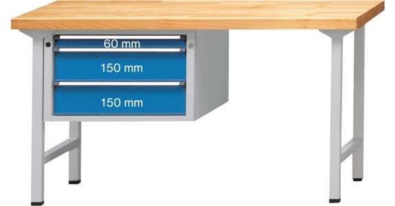 Kombiwerkbank 2000x700x850mm Modell 622V Buche-Massiv-Platte RAL7035/5012