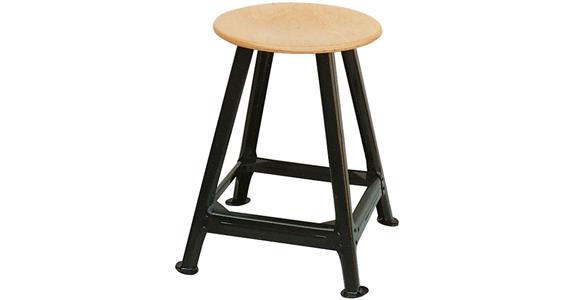 Workshop stool 4-leg frame wooden seat dia. 350 mm seat height 500 mm