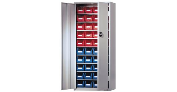 Cabinet w/o doors 1950x690x285 mm 11 shelves 48 easy-view storage bins RAL 7035