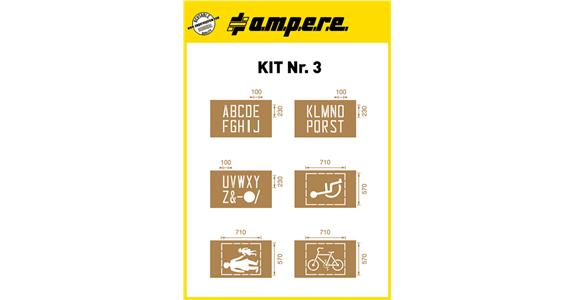 Template set KIT no. 3 6 templates with uppercase letters, symbols + characters