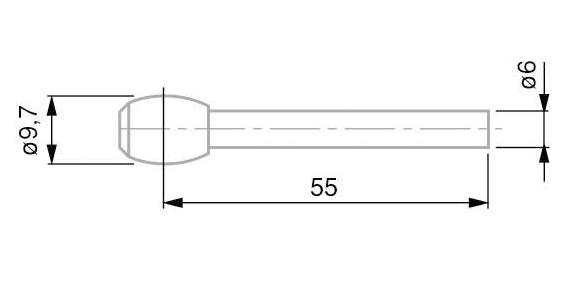 TESA gauge slide, barrel-shaped 9.7 mm (for M12-M150)