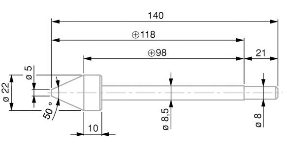 TESA hardened steel gauge slide 5.0-20.0 mm with conical measuring surface