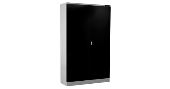 Flügeltürschrank H1950xB1200xT420 mm RAL7035/7016 mit 4 Fachböden