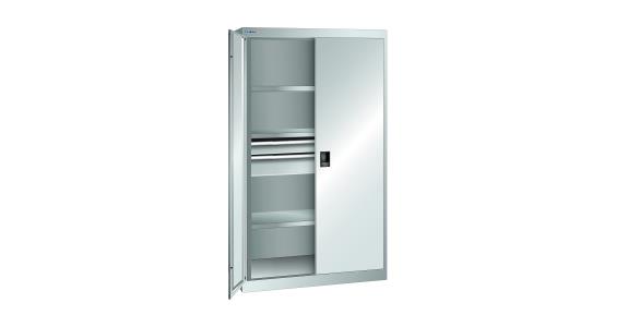 Schwerlastschrank mit 2 Vollblech-Flügeltüren 1100x641x1950mm RAL 7035