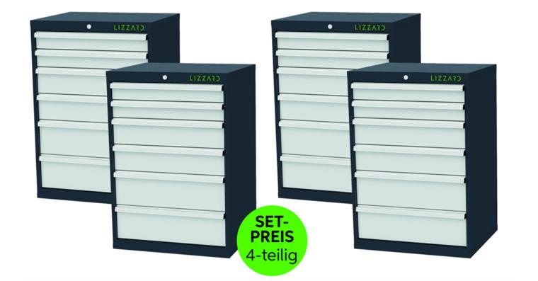 Schubladenschrank 6 Schubladen B700xT575xH1020mm RAL7016/7035 4er-Set